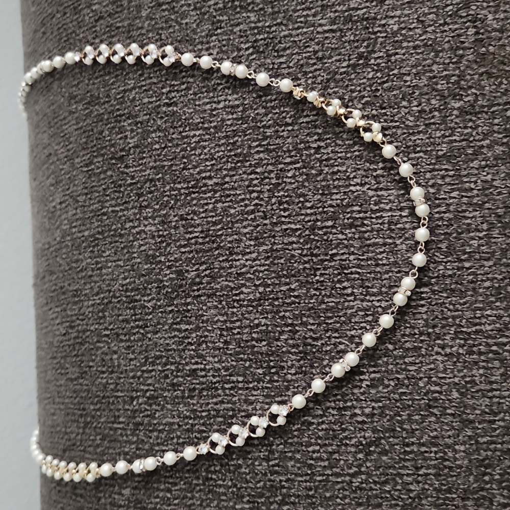 Anne Klein Crystal & Imitation Pearl Open Station 42" Necklace